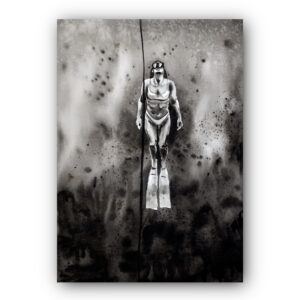 Freediving training - Original Watercolor - 26x36cm