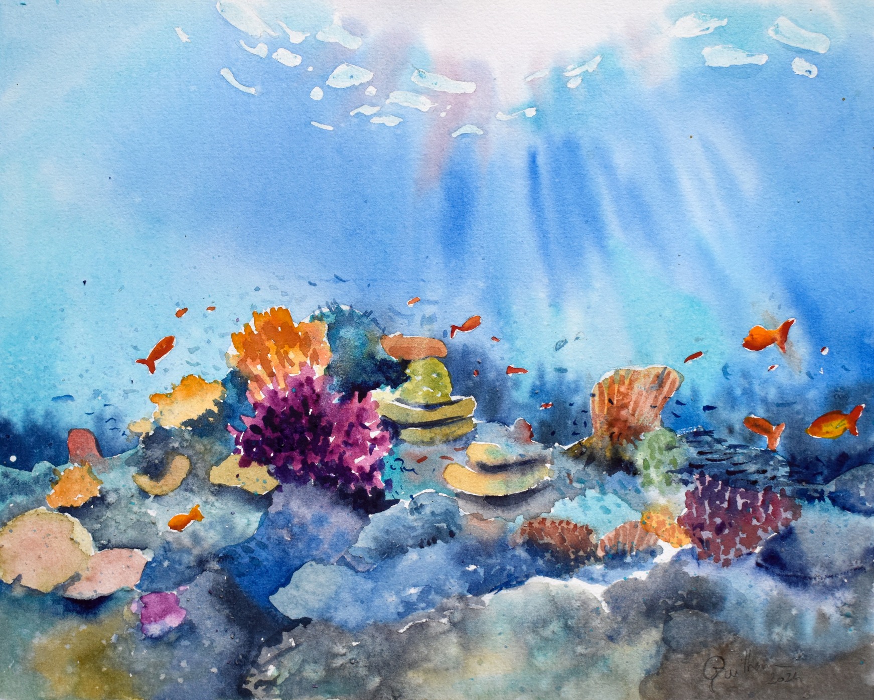 Corals Garden II - Original Watercolor – 41x31cm