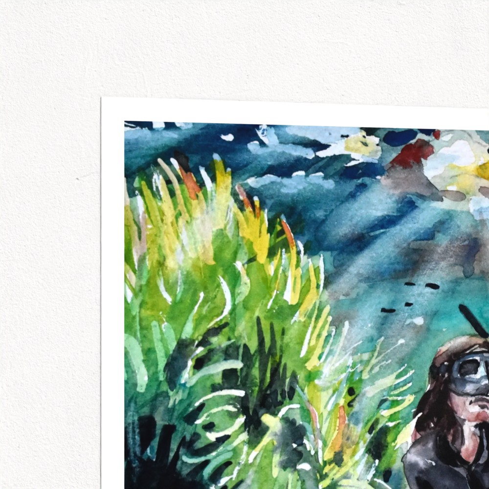 Freediving in Sea Grass Print - Image 3