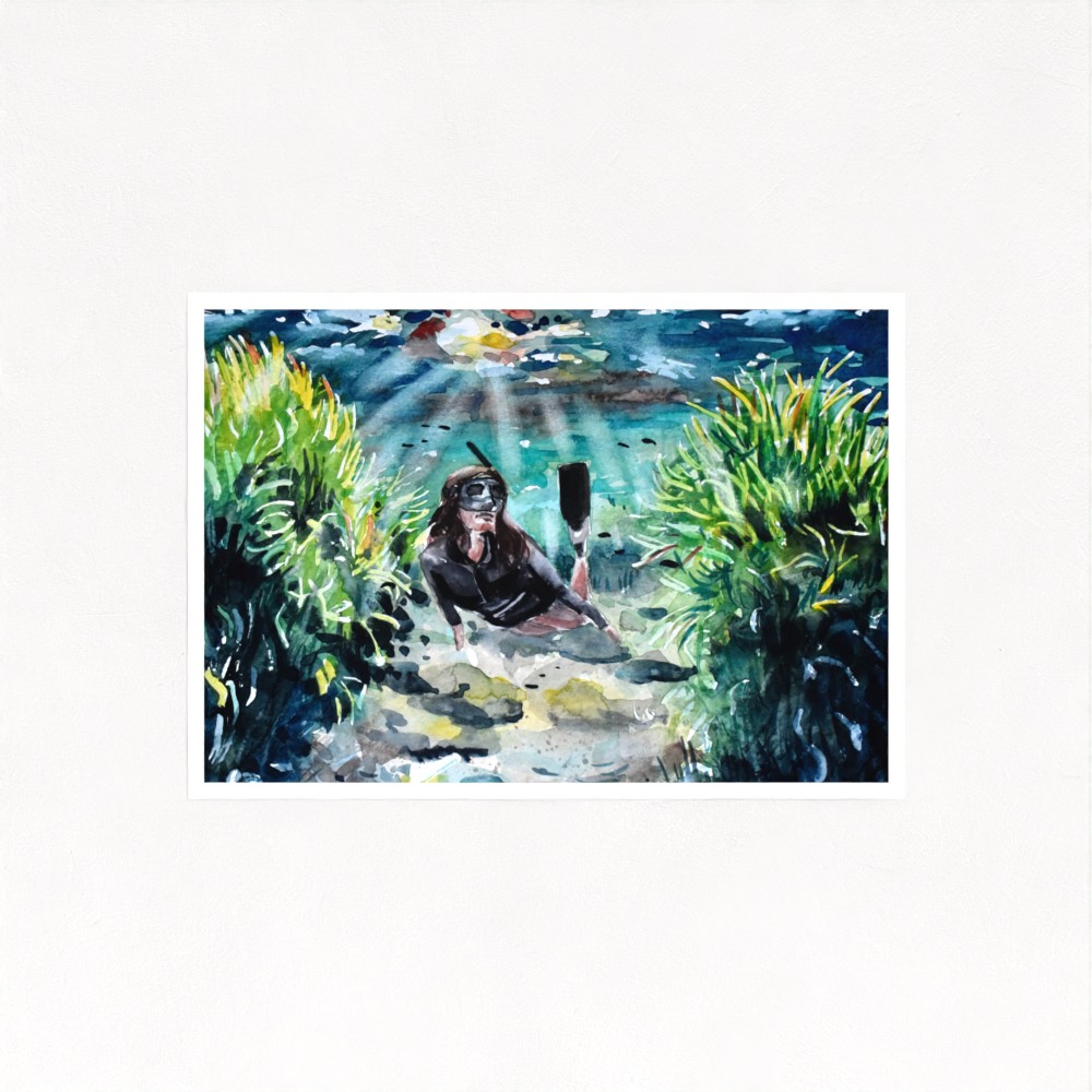 Freediving in Sea Grass Print - Image 2