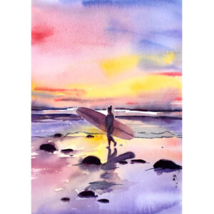 Sunset Surfing Print