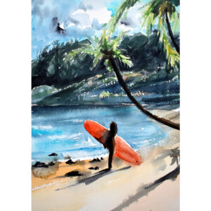 Red Surfboard Print